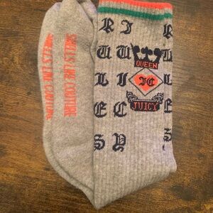 Juicy Couture Gray Socks with Red Accents